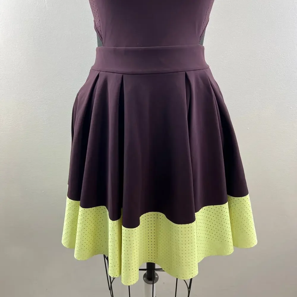 LULULEMON Purple Cherry Lime Sleeveless Back Cut Out Fit & Flare Away Dress